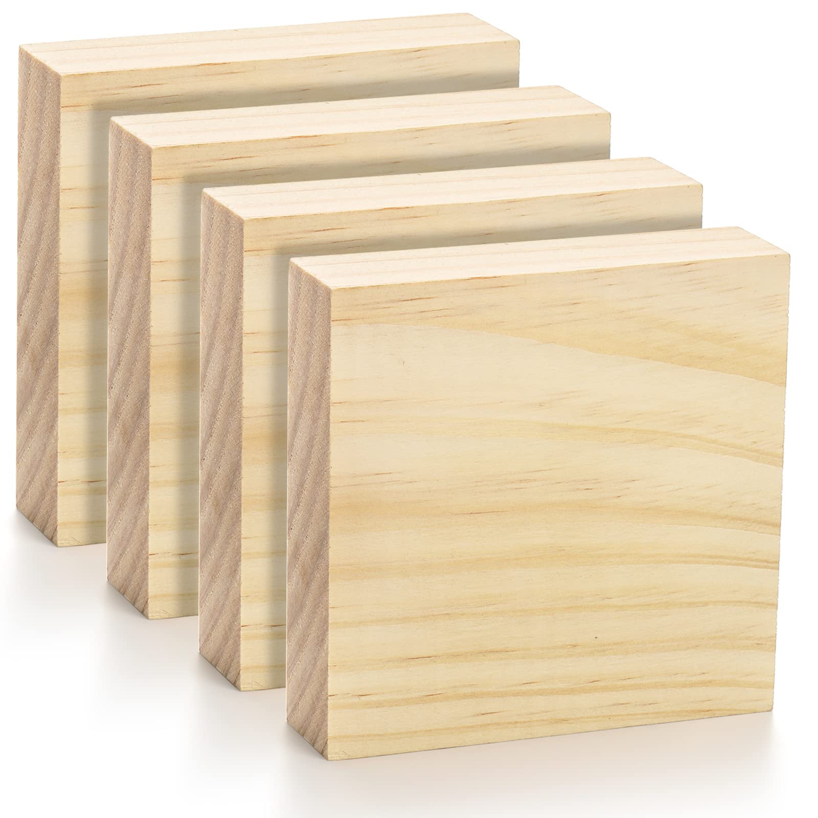 YOUEON 12 Pack Unfinished Wood Blocks for Art and Crafts, 4 X 4 X 1 Inch MDF Wood Board Wooden Square Blocks Craft Panels, Great for Crafts, Painting, DIY Projects, Carving, Engraving