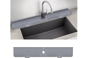 DEAUNBR 33inch Kitchen Sink Splash Guard Mat,Silicone Material Protects Faucet Handle from Dripping Water,Faucet Mat Splash Catcher,Multipurpose for kitchen sink, Sink Sponge Holder
