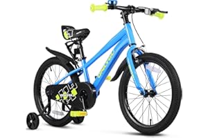 UOKAA Stylish Kids Bike for Ages 4-9 - Easy Assembly Safe & Stable Ride, 16-18 Inch Wheels, Vibrant Colors, Includes Training Wheels