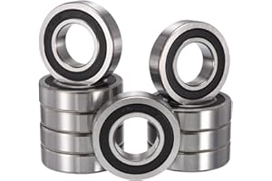 HiPicco R16-2RS Deep Groove Ball Bearings, ID 1" x OD 2" x Width 1/2" Double Rubber Sealed Ball Bearing Pre-Lubricated Chrome Steel Z2 Lever 10pcs