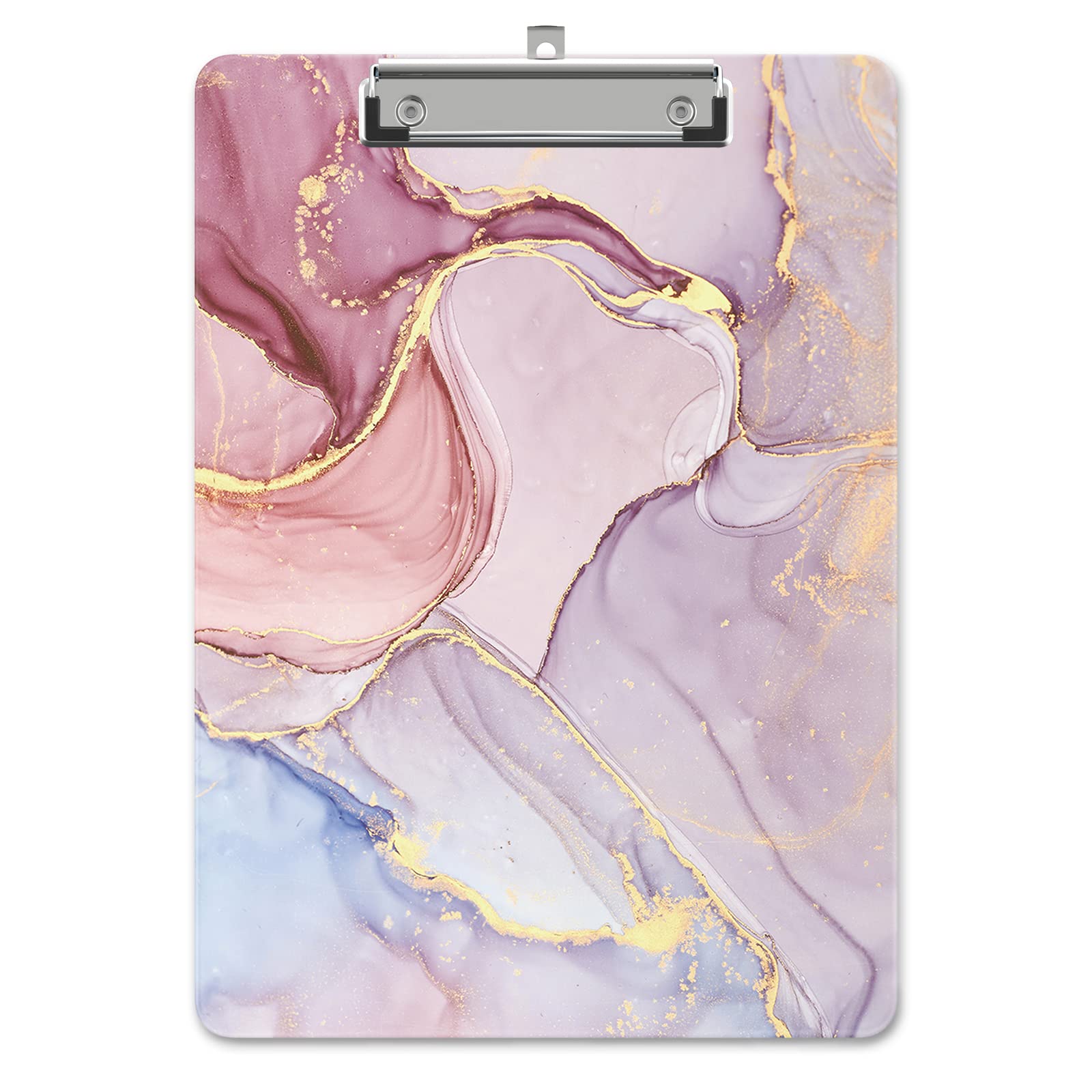 Piasoenc Plastic Clipboard, Cute Decorative Clip Board, 9 x 12.5 in, A4 Standard Office Clip Boards for Nurses, Students, Office, Pink Purple