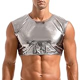 AMY COULEE Mens Metallic Crop Top Sexy Shiny Tank