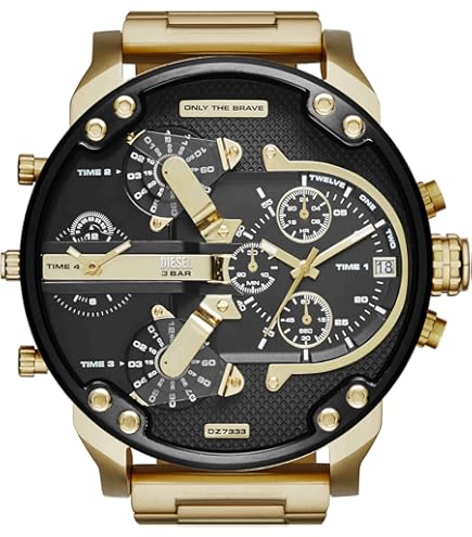 Amazon.com: Diesel Spiked Stainless Steel and Leather Chronograph