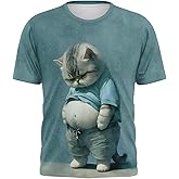 Men's T-Shirts Funny T-Shirt for Men 3D Cat Graphic Print Tees Summer Shirts for Men Casual Short Sleeve Tee,Polyester