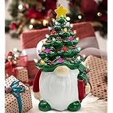 Ceramic Christmas Tree Decorations, Christmas Gnomes Decorations Indoor, Lighted Gnome Ceramic Tree Table Decor