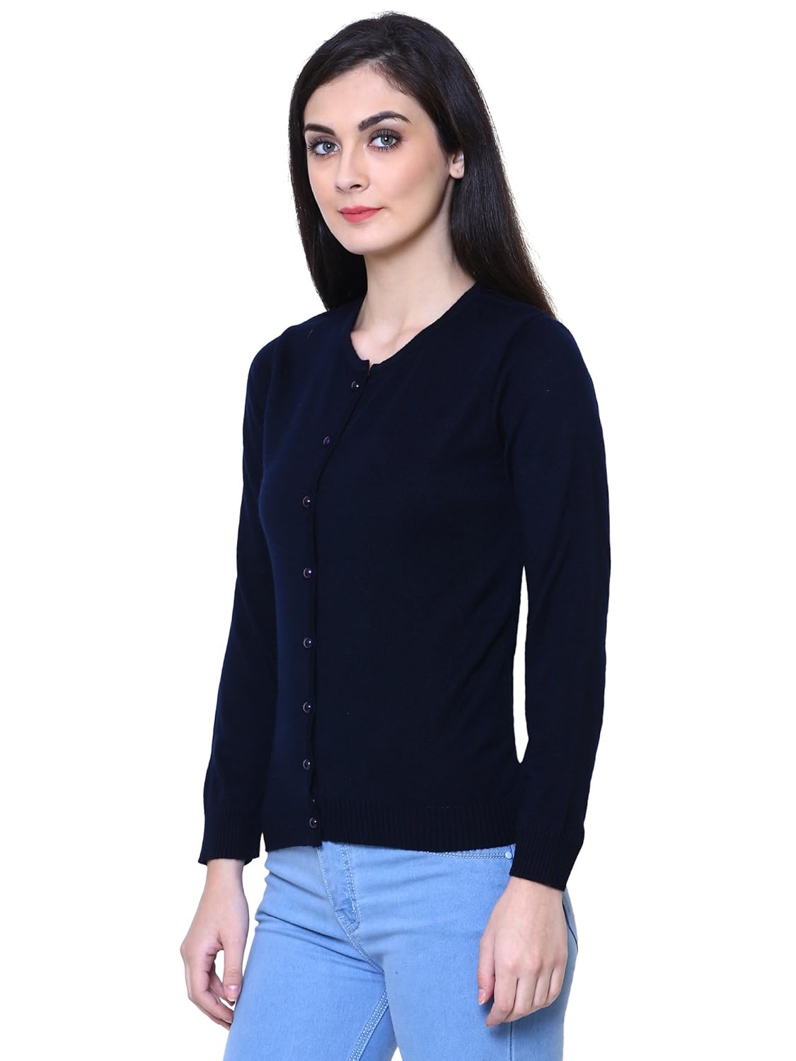 rebecca woollen navy buttoned cardigans