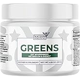 NATION HEALTH MD Greens - Organic Super Greens Powder Superfood - Daily Green Vegetable & Fruit Supplements - with Probiotics, Spirulina, Turmeric, Metabolic Blend & More - Vegan, Non-GMO - 4.13 Oz