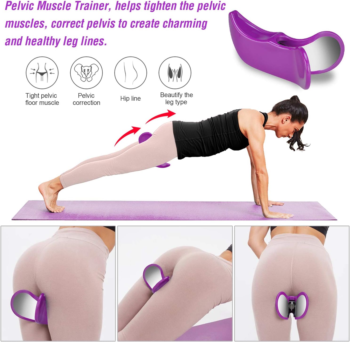 COVVY Super Kegel Exerciser - Pelvic Floor Muscle and Inner Thigh Exerciser, Postpartum Recovery Bladder Control Device, Hip Trainer Clip Buttocks Shape Tools for Women (Purple): Sports & Outdoors