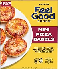 Feel Good Foods Gluten Free Mini Pizza Bagels - Frozen Snacks and Appetizers, Mini Bagel Bites with Mozzarella, White Cheddar