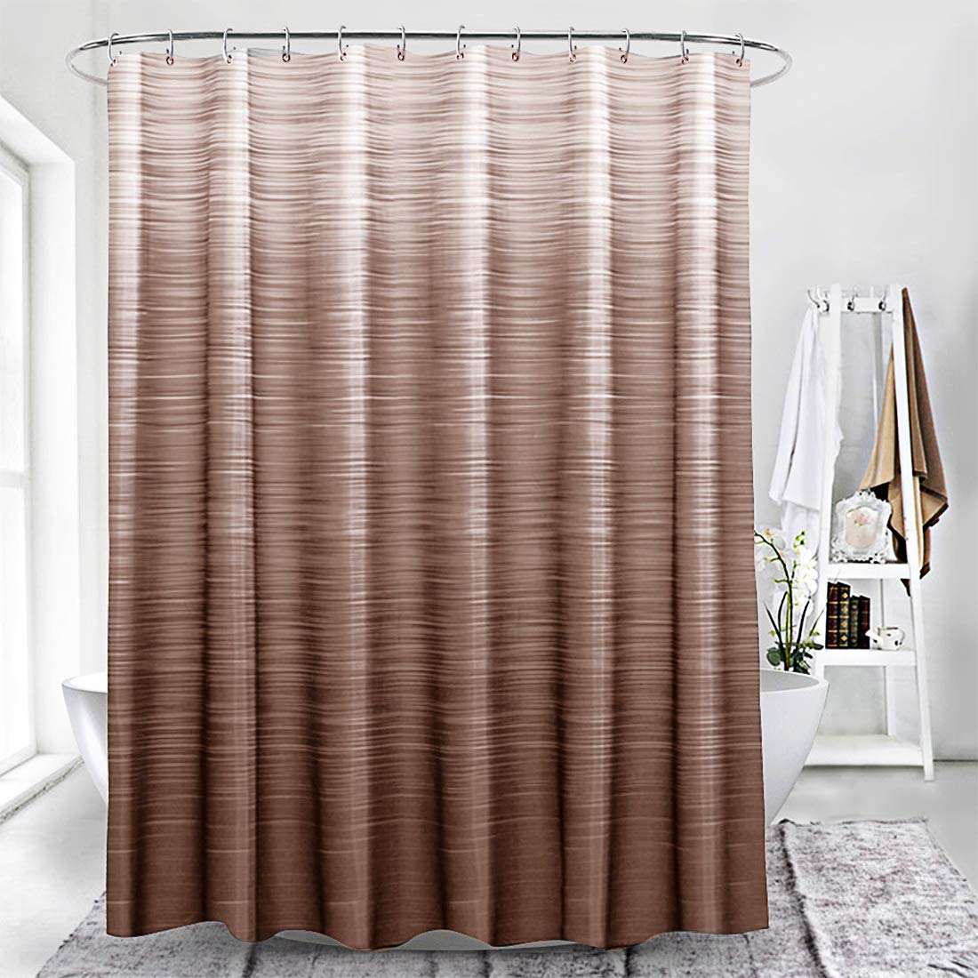 Xlabor Colour Gradient Shower Curtain 240 x 200 cm Waterproof Anti-Mould Fabric for Bathroom Brown 240 x 200 cm