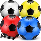 HyDren 4 Pcs Soccer Ball with Pump Official Size 4/5 Deflated Soccer Balls Bulk for Outdoor Indoor Practice Training Sport Gift for Kid Teen Youth Adult Back to School