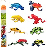 Safari Ltd. Poison Dart Frogs Toob - Detailed Figurines of Green, Blue, Yellow, Gold, Red, Sira Dart Frogs - Fun Educational Play Toy for Boys, Girls & Kids Ages 3+