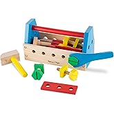 Melissa & Doug Take-Along Tool Kit Wooden Construction Toy (24 pcs), Multicolor, 10.0 x 5.55 x 4.75