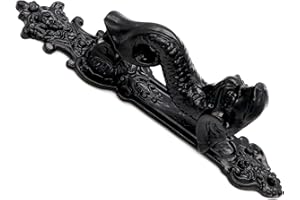 Mythrojan Heavy Duty Antique Cast Iron Door Knocker Black Powder Coated Embellished Front Door Knocker Handcrafted Home Decor