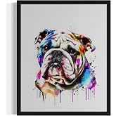 Bulldog Dog Unframed Art Print Poster, Watercolor Splash Wall Art Painting Puppy Pop Art For Bedroom Living Room Bathroom Puppies Decor 72 (Bulldog, 10"L x 8"W, Unframed)