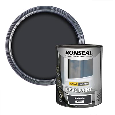 Ronseal uPVC Paint Anthracite Satin 750ml - Durable, Rain Ready