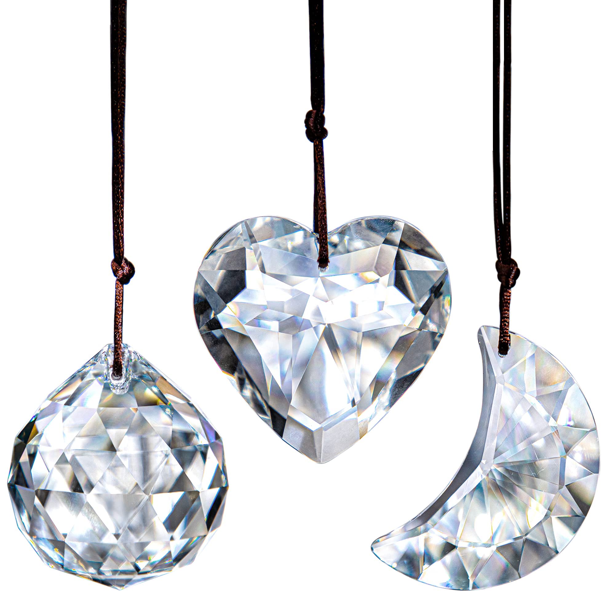 H&D HYALINE & DORA Clear Suncatcher Crystal Rainbow Maker Prism Ornament,Hanging Glass Pendant for Window,Pack of 3