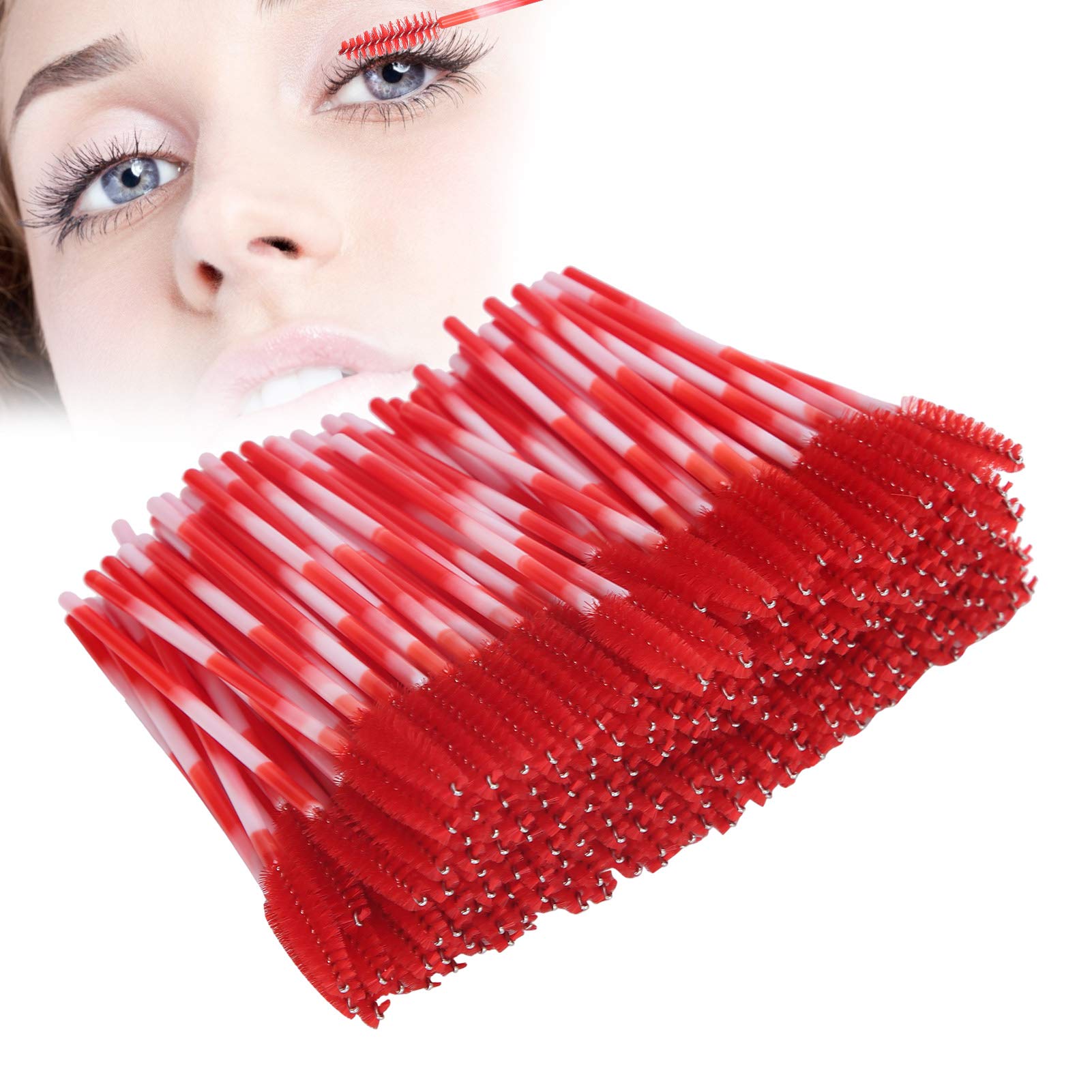 200pcs Eyebrow Brush, Disposable Lash Brush Mascara Wand, Portable Eyelash Brush Makeup Tool Eyelash Spoolie for Beauty Women Girl Eyelash(Big red)