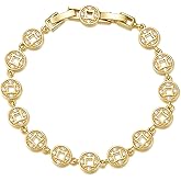 Zeyicher Gold Plated Geometric Openwork Bracelet for Women, Dainty Square Cut-Out Link Chain with Cubic Zirconia for Everyday Elegance