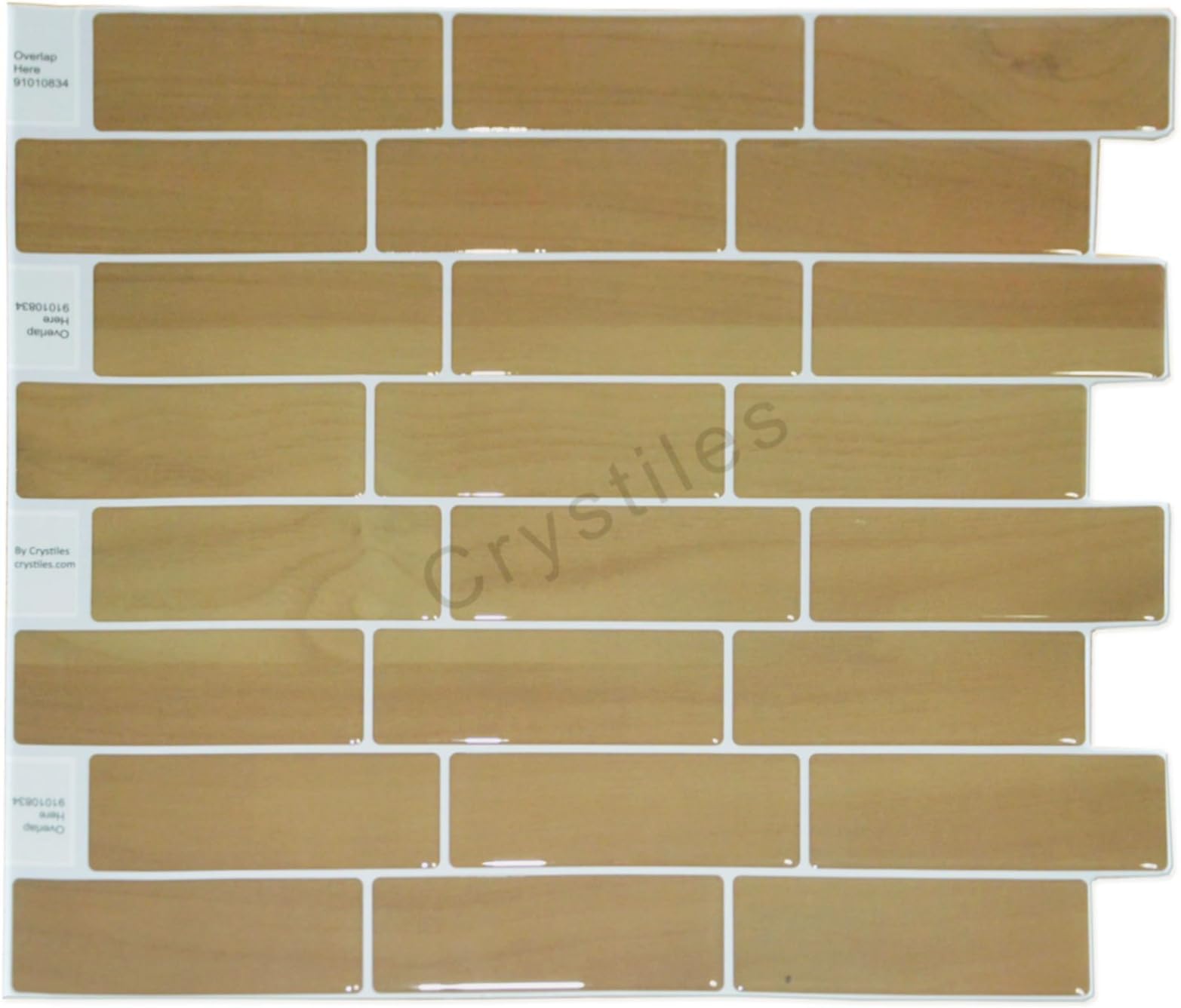 Crystiles Peel and Stick Self-Adhesive DIY Backsplash Stick-on Vinyl Wall Tiles for Kitchen and Bathroom Décor Projects, Wood Style, Item# 91010834, 10” X 10” Each, 6 Sheets Pack