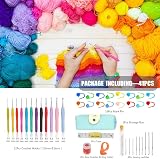 YINVA 41Pcs Crochet Hooks Set with Case Aluminum Ergonomic Soft Grip 2.0-8.0mm view 2