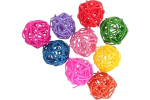 Alipis 50Pcs Colorful Rattan Wicker Balls Parrot Chew for Large Birds 3Cm Spherical Bird for Cage and Play
