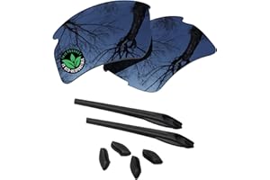 Raydi Polycarbonate Replacement Lenses & Rubber Kits for Oakley Flak 2.0 XL OO9188 Sunglasses - Black Chrome Mirror - Polarized