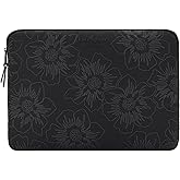 Kate Spade New York Puffer Laptop Sleeve 14 Inch - Reverse Hollyhock Black - Compatible with All MacBook M Series Devices up to 14 Inch