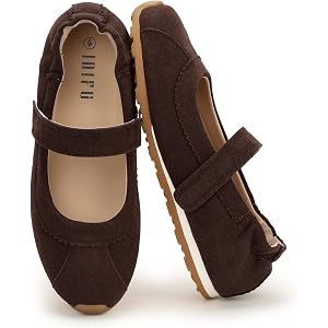 IDIFU Women's Mary Jane Sneakers Fashion Ballet Flats | Adjustable Hook and Loop Comfortable Cute Closed Round Toe Slip On Dr