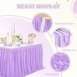 Light Purple Table Skirt for Rectangle Tables 6ft