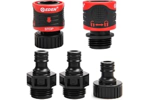 Eden 95210 Premium Garden Hose Fitting Quick Connect with Water Stop & Lock Feature, 5 pc Set