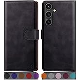 SUANPOT Compatible with Samsung Galaxy S25 Wallet case with RFID Blocking Credit Card Holder,Flip Book PU Leather Protective Cover Women Men for Samsung S25 Phone case Black