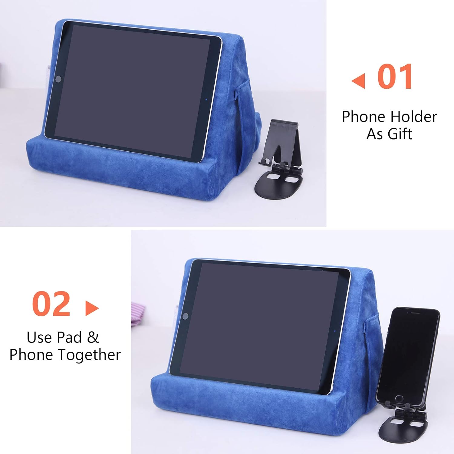 Sttargxing Universal Multi-Angle Tablet Holder, Soft Pad Stand with Net Pocket & Random Color Stands for Lap Knee - Image 5