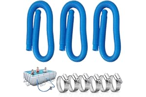 COSHNIBI Pool Pump Replacement Hose,1.25" x 59" Accessory Above Ground Pool Hose, Pool Filter Hose Fits All Filter Pumps 330GPH,530GPH,1000GPH, 3 Pack Swimming Pool Hose & 6 Hose Clamps