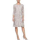 Alex Evenings Womens Midi Scoop Neck Shift Dress with Jacket (Petite and Regular)