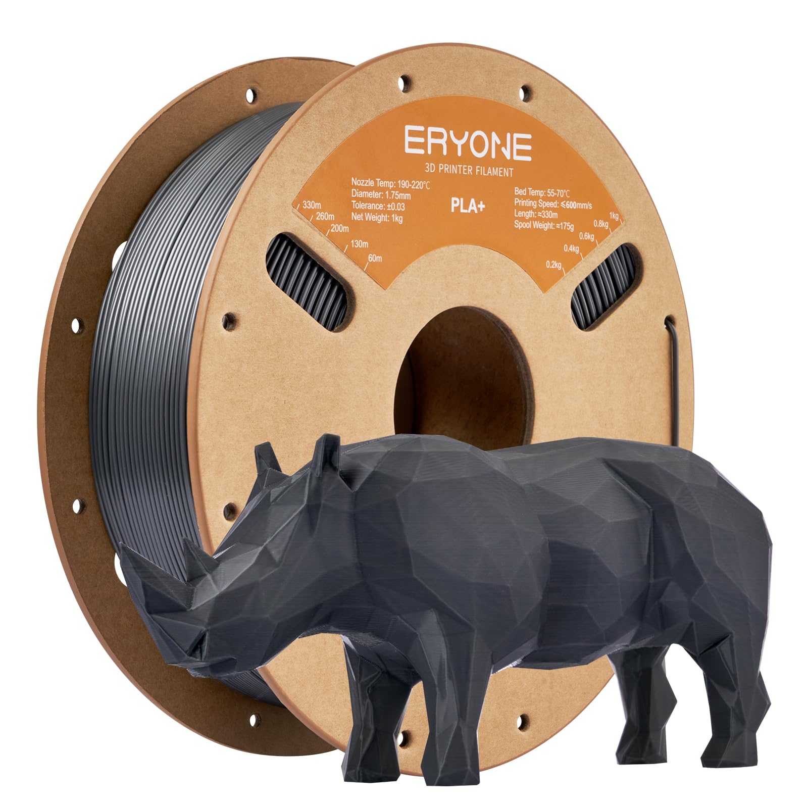 ERYONE Filament PLA+ 1.75 mm,3D Printing Filament PLA Plus for Most FDM 3D Printers,Dimensional Accuracy +/- 0.03 mm,1 kg (2.2 lbs) / Spool,Gray