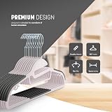 KEPLIN 20-Pack Non-Slip Hangers Slimline 360° Swivel Tie Organizer Blush view 3