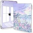 Feams Slim Case for iPad Air 11-inch M3 2025 / M2 2024, iPad Air 5th Generation 2022 / iPad Air 4th Generation 2020 10.9 Inch Case Clear Back with Pencil Holder & Auto Sleep, Puprle Garden