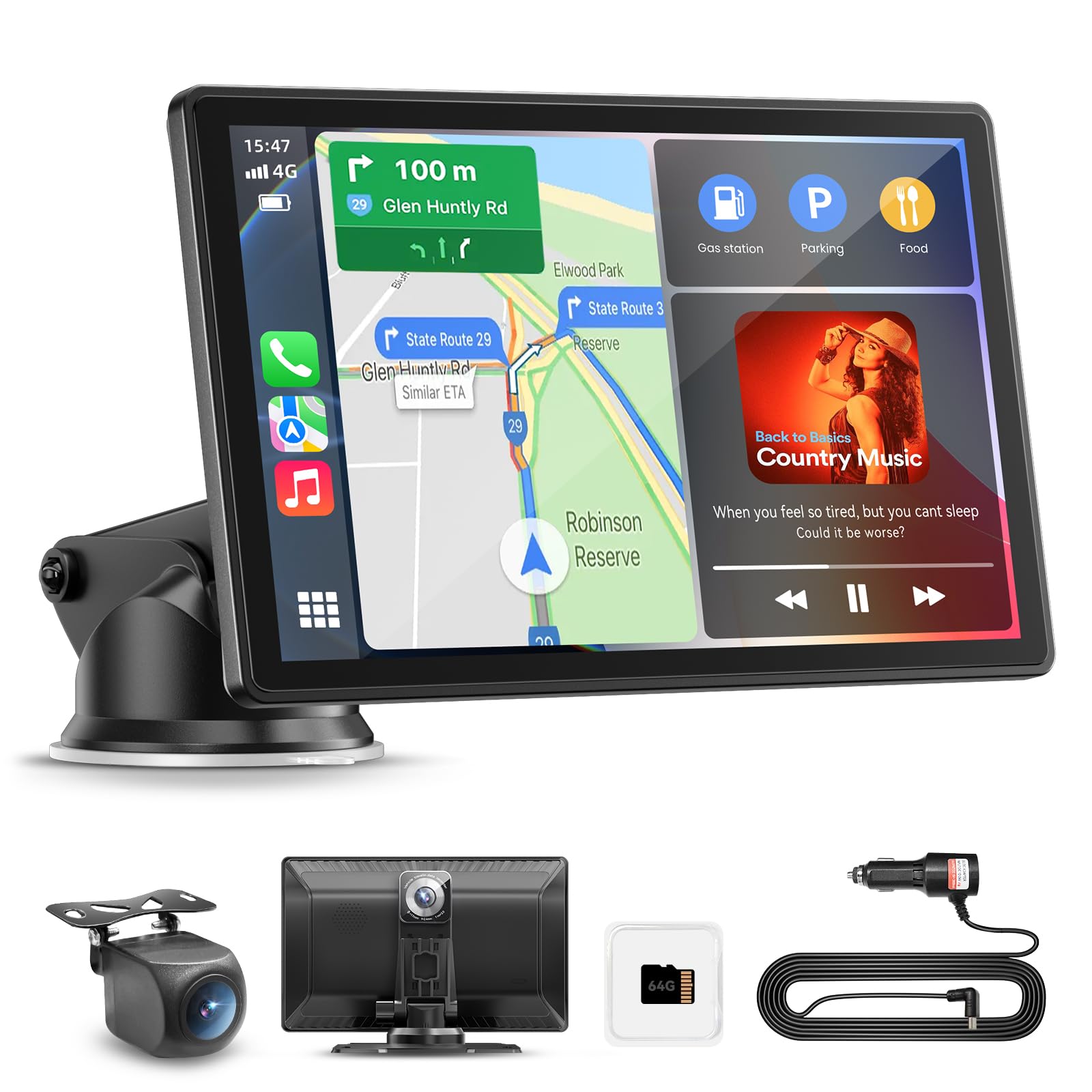 Photo 1 of XPMOBQ Wireless Carplay Screen for Car,9" Car Play Stereo with 4K Dash Cam,1080P Backup Camera,Carplay Android Auto Screen with Voice Control,GPS Navigation,Mirror Link,Bluetooth?9inch?