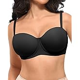 SHAPELLX Women's Minimizer Convertible Strapless Bra with Underwire Push Up Bras