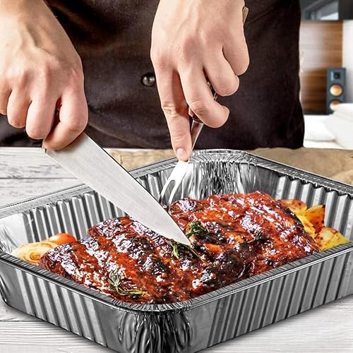9x13 Heavy Duty Aluminum Foil Pans with Carton Lids, Disposable