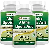 Best Naturals Alpha Lipoic Acid 600 mg 60 Capsules - ALA Powerful Antioxidant (60 Count (Pack of 3))
