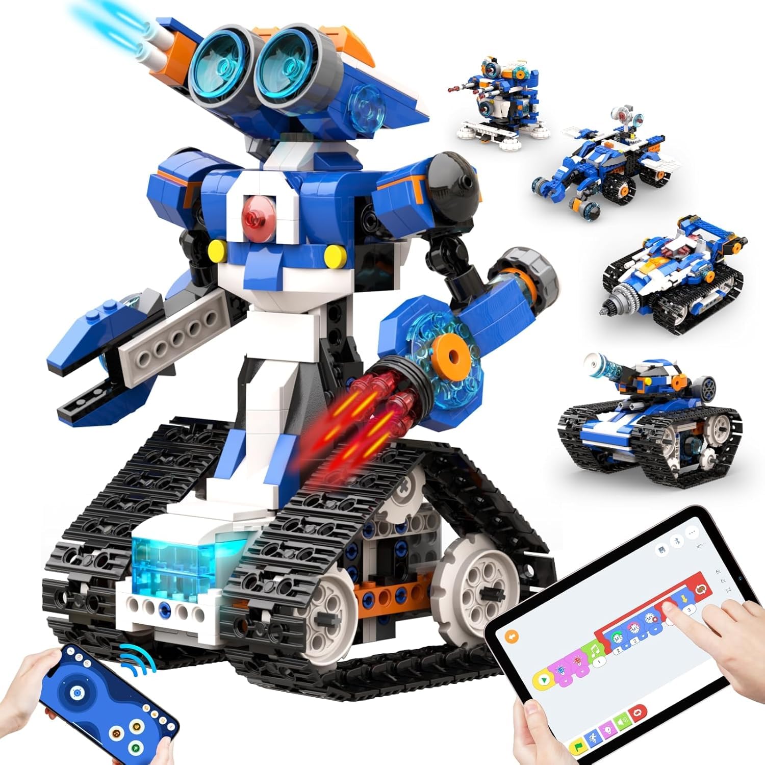 Apitor Robot J – Programmierbarer Roboter Bausatz für Kinder, 6-in-1 STEM Lernspielzeug mit App-Steuerung, Jungen & Mädchen ab 7 Jahren (480 Teile)