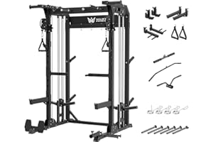 MAJOR FITNESS F22 Power Rack, 1600lbs All-in-One Squat Rack with Dual Pulley System, Heavy-Duty Steel Frame, Attachments & Storage for Home Gym Strength Training