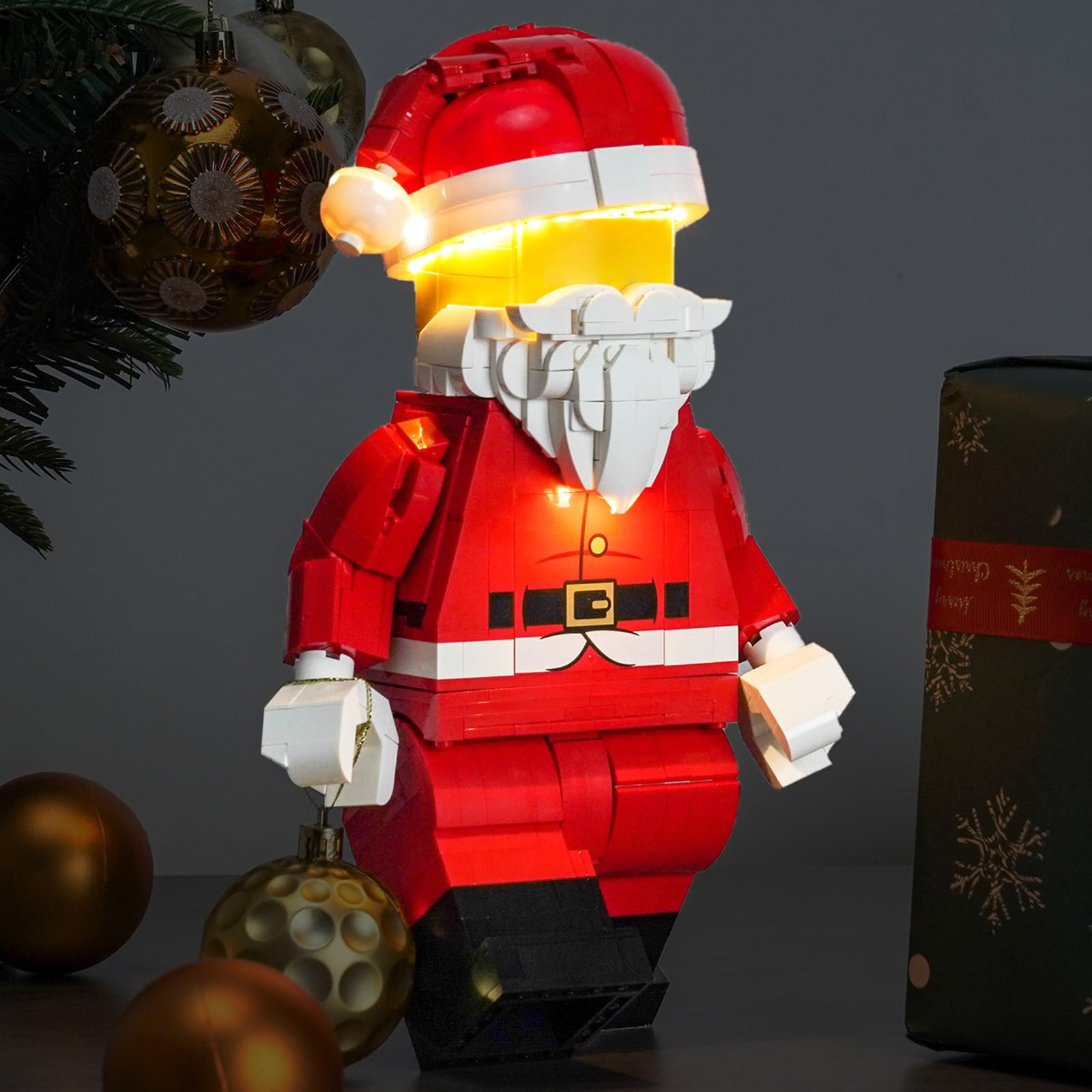 Light Kit Compatible with Lego 40820 Up-Scaled Santa Minifigure (No Model), Decoration Lighting Set Compatible with Lego Up-Scaled Santa Minifigure Building Blocks Model