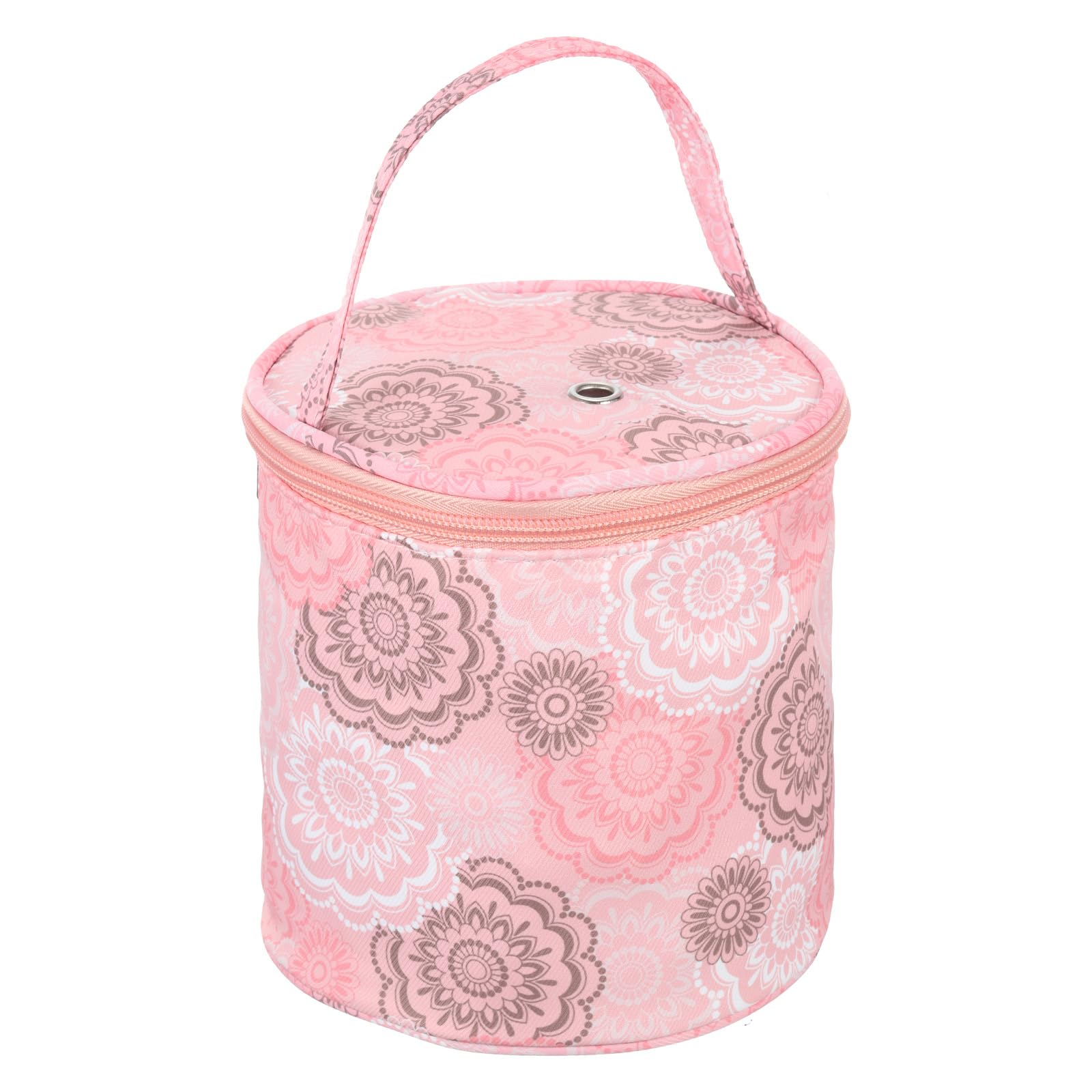 PATIKIL Yarn Storage Bag, Portable Crochet Knitting Bag Case Skein Ball Holder Organizer Crocheting Tote Supplies for Sewing Craft Projects, Pink Flower