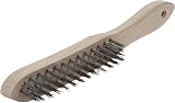 Wolfcraft Steel Wire Hand Brush 280mm Wooden Handle for Metal Wood Stone Rust view 6