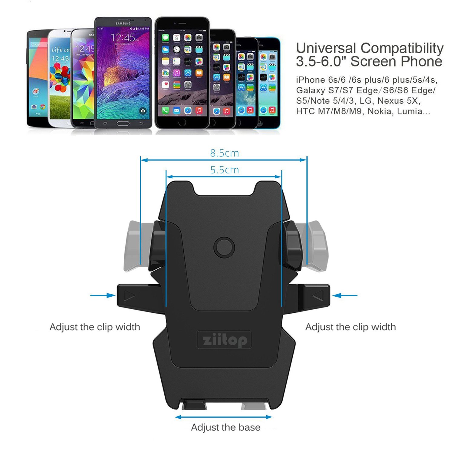 Stable Car Mount Phone Holder,Universal Windscreen Dashboard Mobile Phone Mount Car Cradle Suction Cup Adjustable Long Telescopic Arm with Auto Release for iPhone 7 Plus/7/6S Plus/6Plus/6S/6/5,Samsung Galaxy S8 S7 S6 Note 5/4/3 HTC, Nokia, 