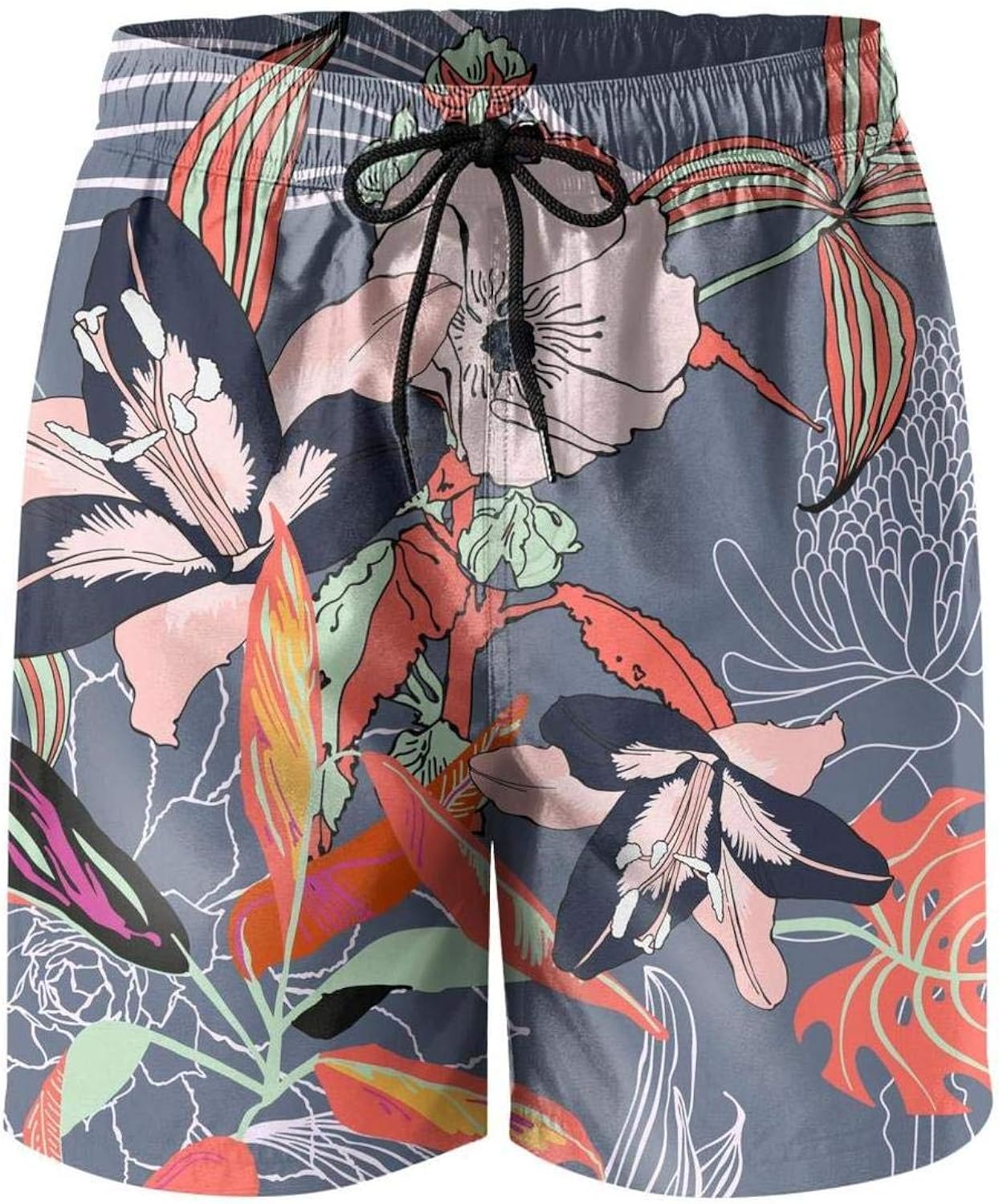 Men's Swim Trunks Tropical Floral Natural Geometric Beach Shorts Quick