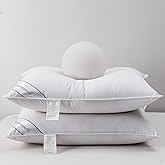 Eastwarmth Natural Goose Down&Feather Pair Hotel Pillows Insert for Side and Back Sleepers, Set of 2 Bedding Soft Pillows 100% Soft Cotton Standard 20x26in